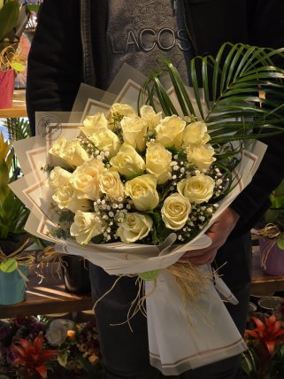 21 Beyaz Gül Buketi