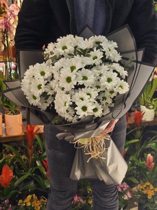 Siyah Ambalajda Beyaz İthal Papatyalar