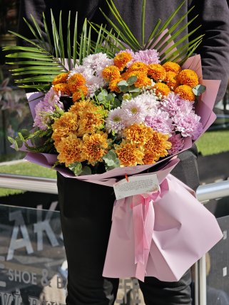 Renkli İthal Kasımpatı Çiçek Buketi